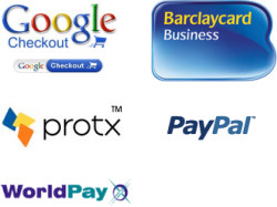 Google Checkout, Barclaycard ePDQ, Paypal, Protx and Worldpay Google Checkout, Barclaycard ePDQ, Paypal, Protx and Worldpay